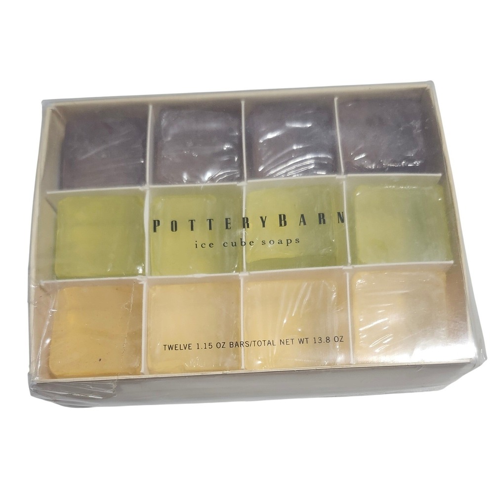 Pottery Barn Ice Cube Soaps Set 12 Mini Bars 13.8 oz Total Brand New Sealed